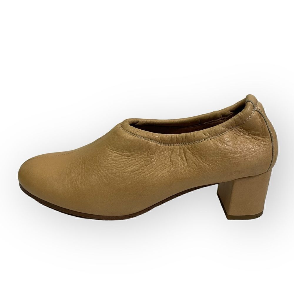 Another Project Tan Leather Heeled Booties Block Heel